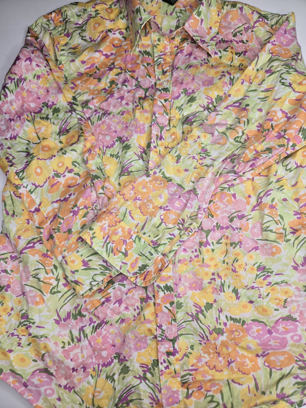 Ralph Lauren Floral Button-Up Blouse in Yellow, Pink, Orange, Green